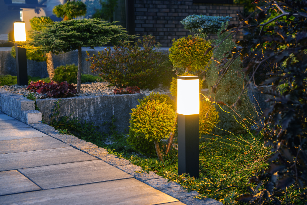 Astoria landscape lighting fixture featured along walkway